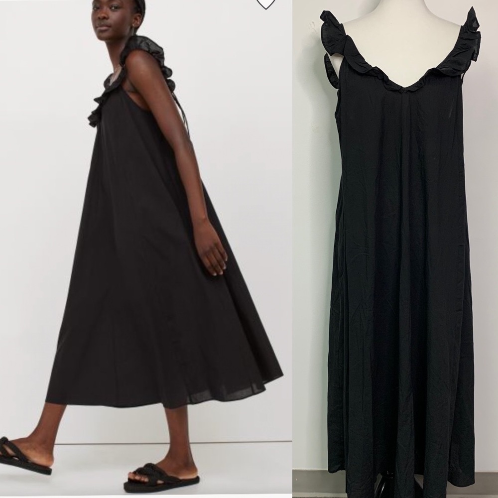 H&M Cotton ruffle detail Maxi Dress Sz M NWT